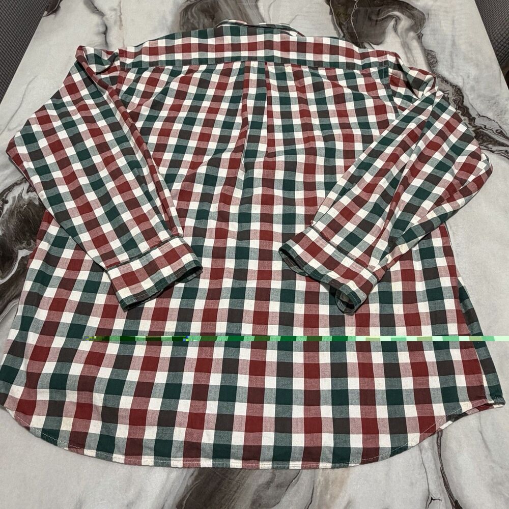 Dockers Mens Long Sleeve Plaid Button-Up Shirt Size L Red Green Cotton - Picture 10 of 10